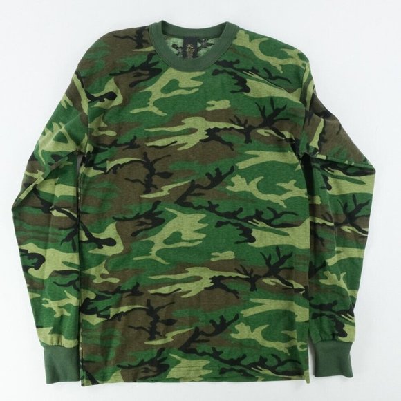 Tee Swing Shirt Mens Sz. L Jungle Camo Long Sleeve Crewneck Polyester Cotton - Picture 1 of 5